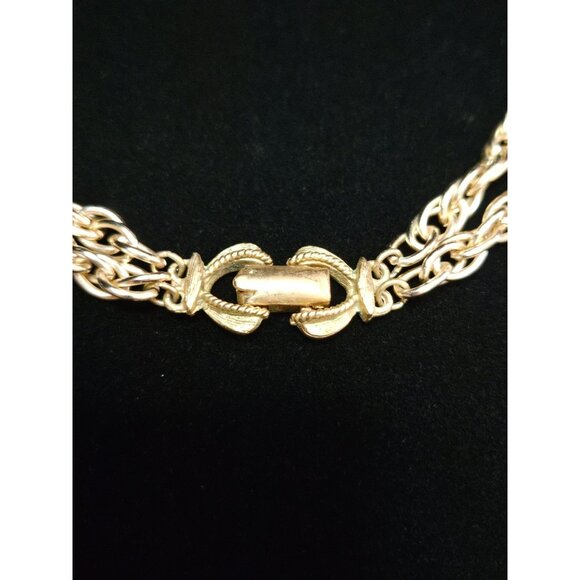 Vintage Coro Double-Strand Goldtone Wood and Coral Beaded Long Station Necklace - Picture 4 of 6